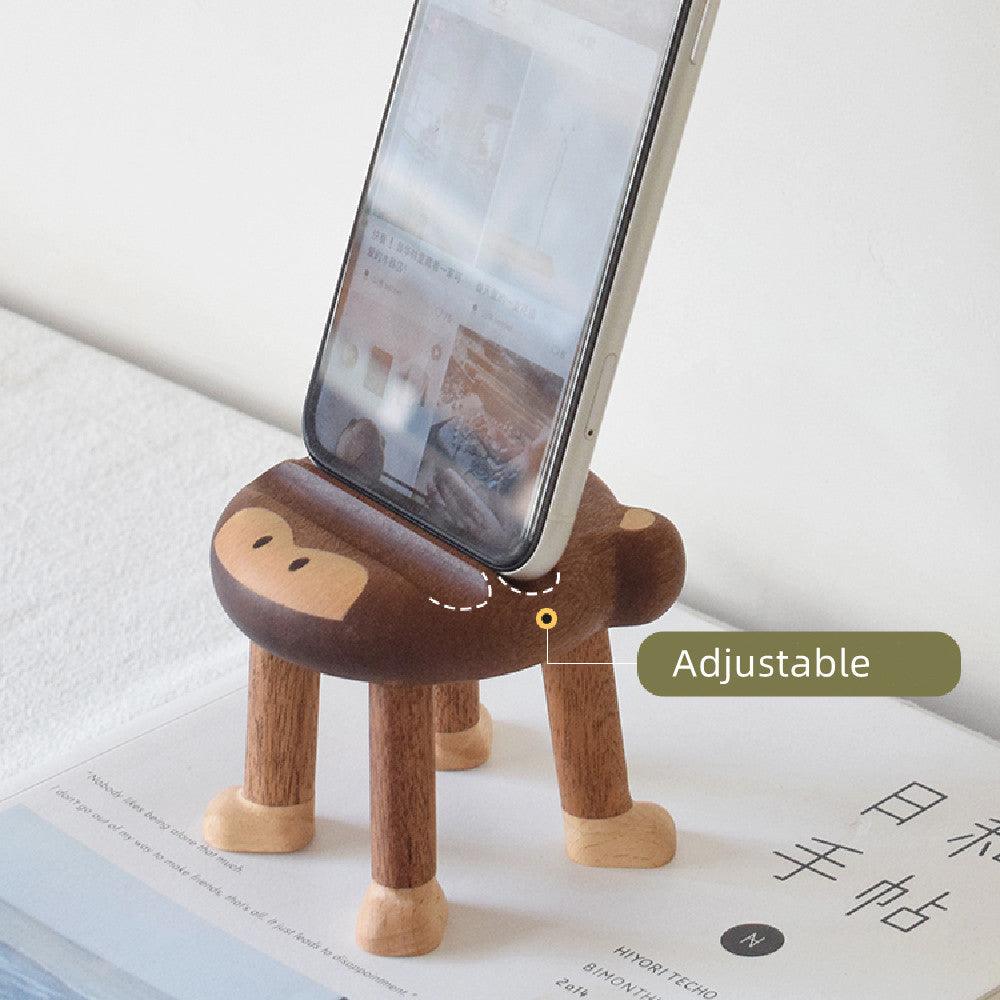 Support en Bois pour Téléphone Portable Animal Mignon