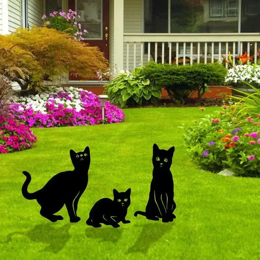 Panneau de Jardin en Plastique - Chat Noir d’Halloween