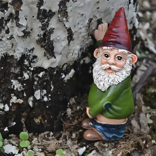 Nain de Jardin Drôle qui Fait Pipi contre un Arbre - Décoration