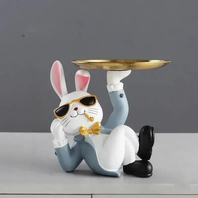 Support de Plateau - Sculpture de Lapin en Forme d'œuf