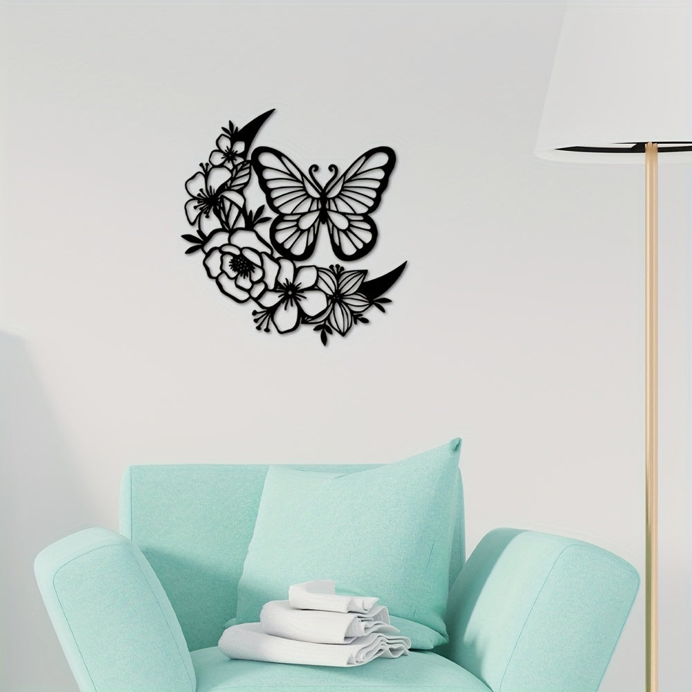 Déco Murale Métal - Fleur Papillon Moderne