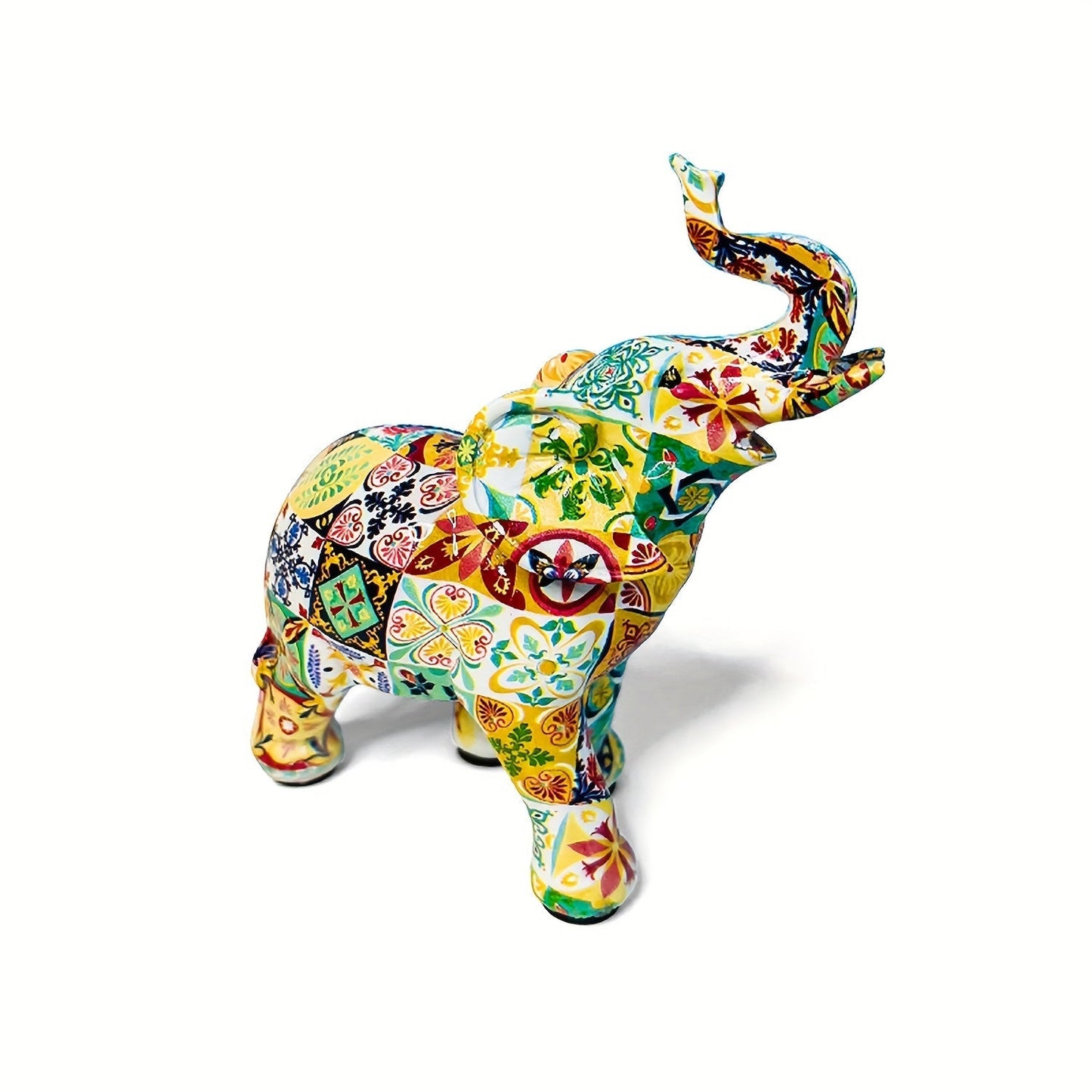 Sculpture d'Éléphant Graffiti Multicolore