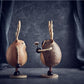 Sculpture Artisanale en Bois - Couple de Cerfs