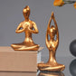 Lot de 4 Figurines de Yoga en Bronze Doré