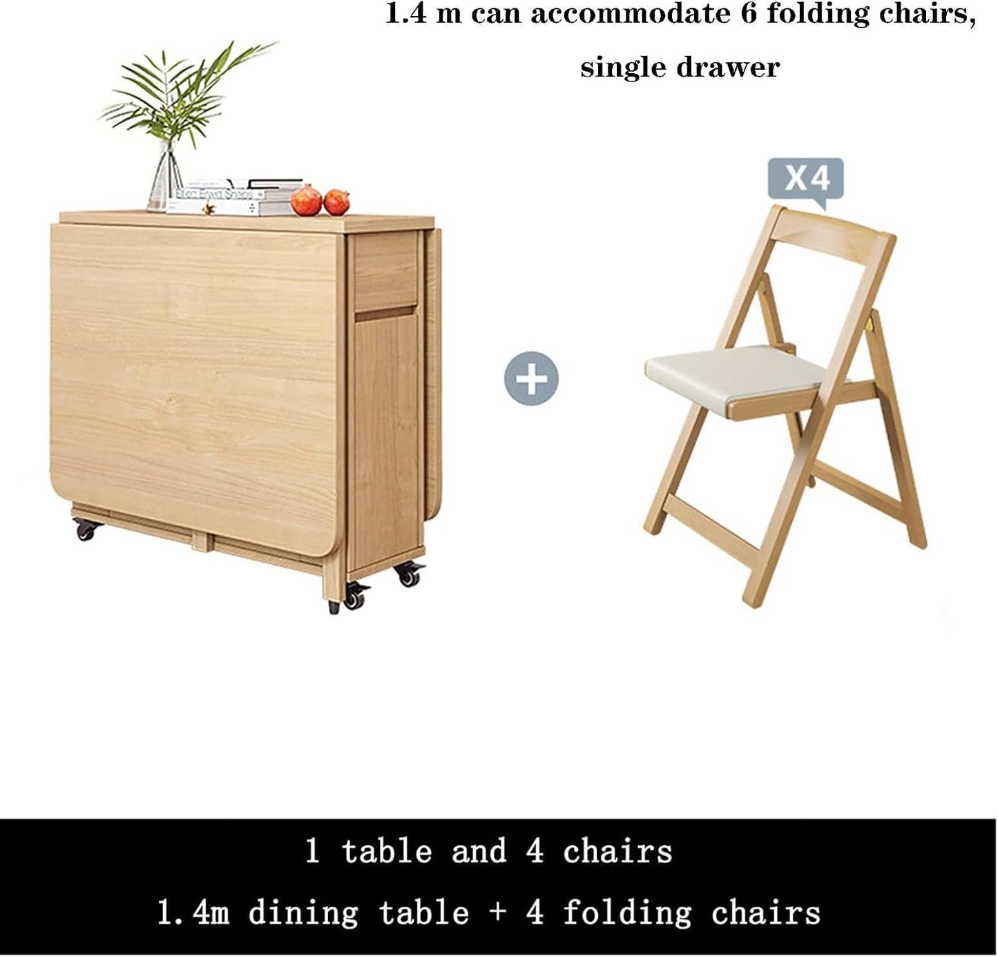 Ensemble Table Pliable avec 4 chaises pour Cuisine