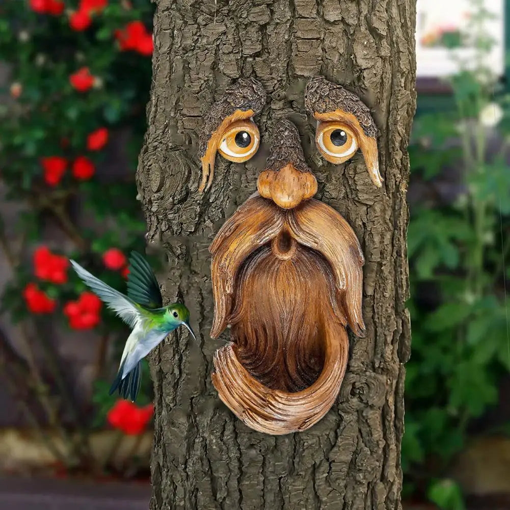 Mangeoire à Oiseaux - Sculpture Homme Face à un Arbre