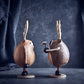 Sculpture Artisanale en Bois - Couple de Cerfs