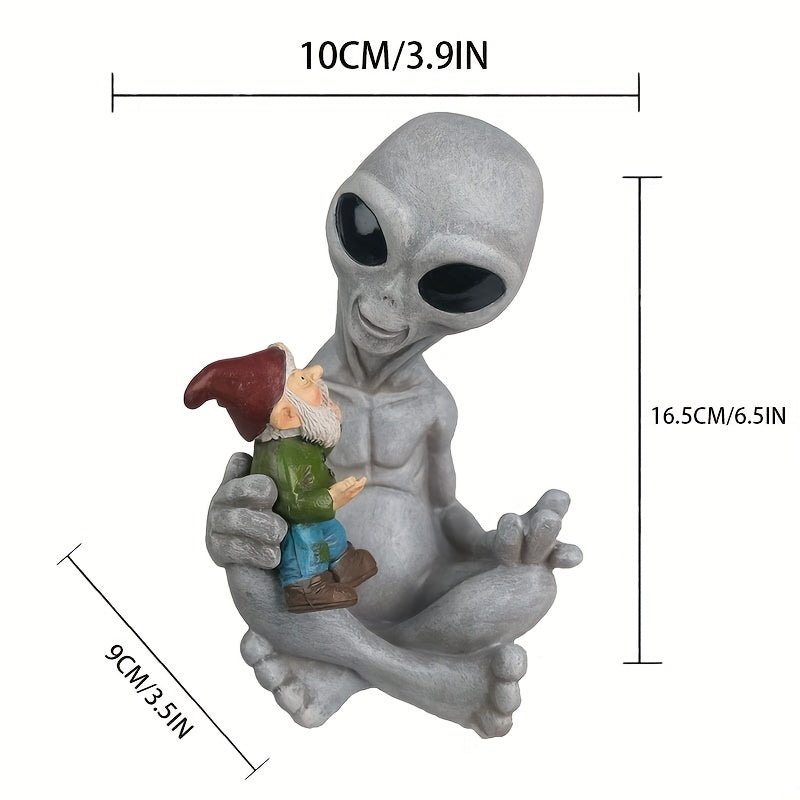 Statue de Jardin Drôle - Extraterrestre et Gnome