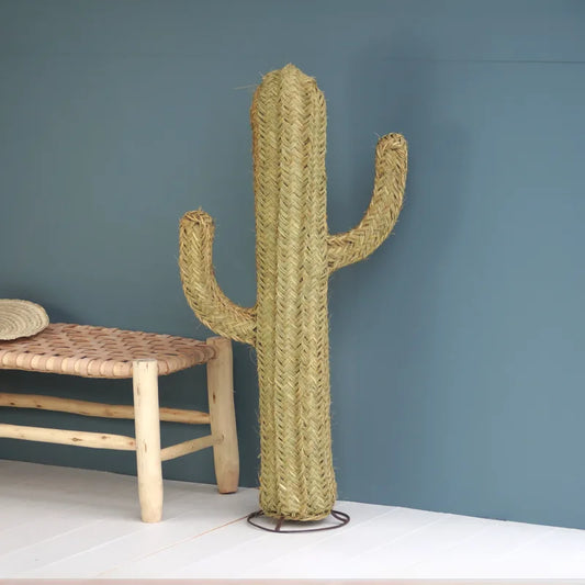 Cactus Doum en Paille Tressée sur pied 120cm