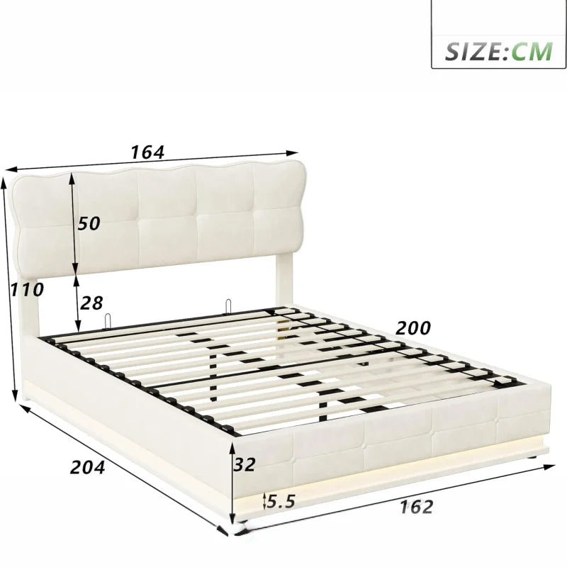 Lit Coffre 160x200 avec éclairage LED | Sommier à Lattes