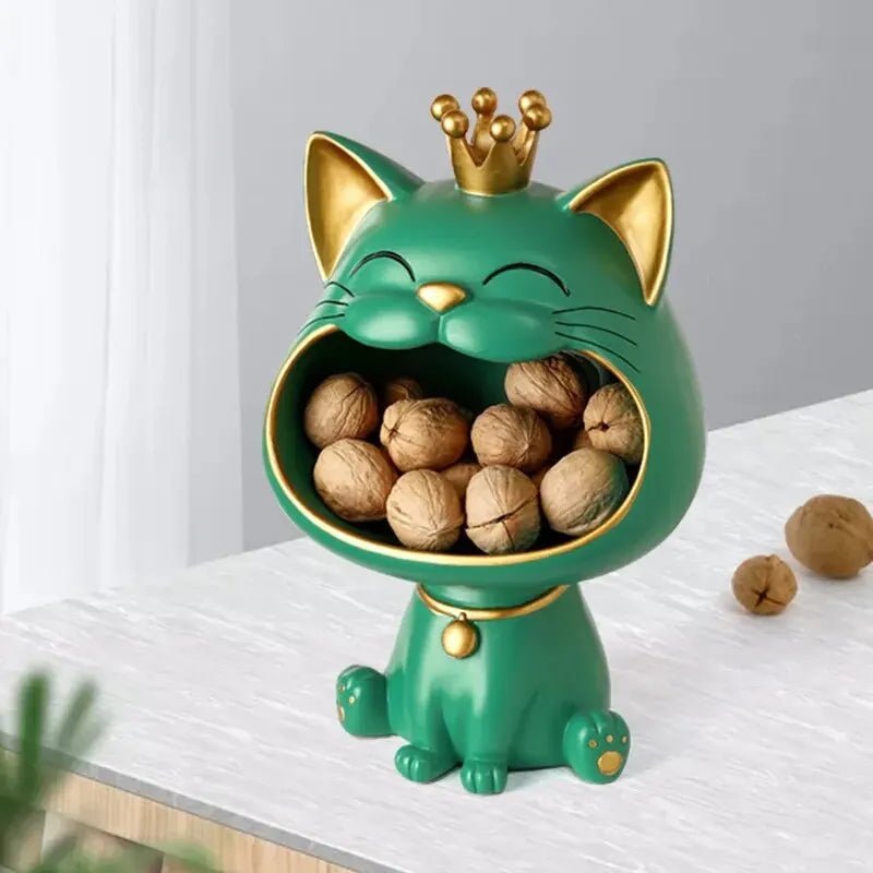 Statue de Rangement Nordic Lucky Cat avec Couronne