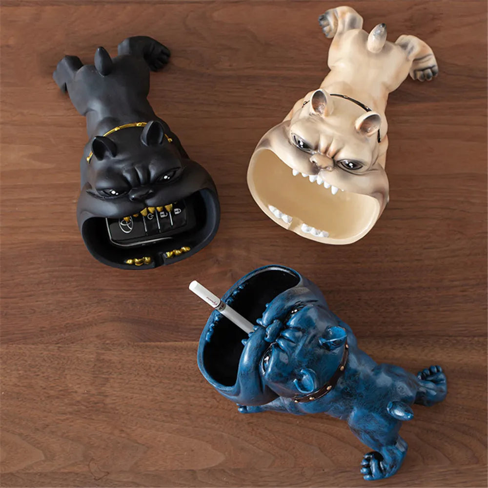 Porte-Objet - Sculpture Angry Bulldog avec Cendrier