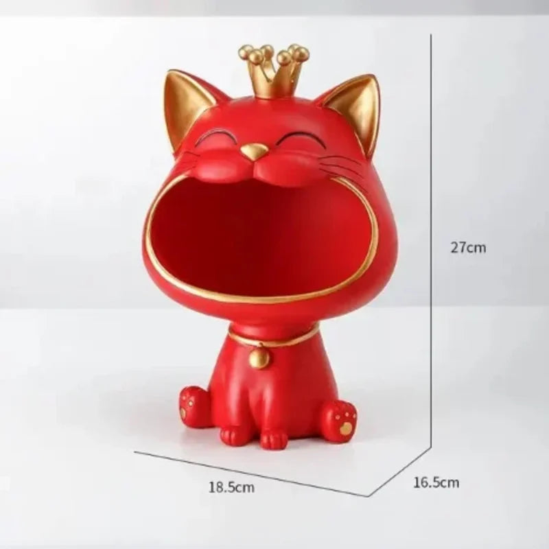 Statue de Rangement Nordic Lucky Cat avec Couronne