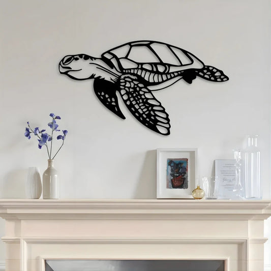 Décoration Murale en Métal - Tortue de Mer sur le Thème de la Plage