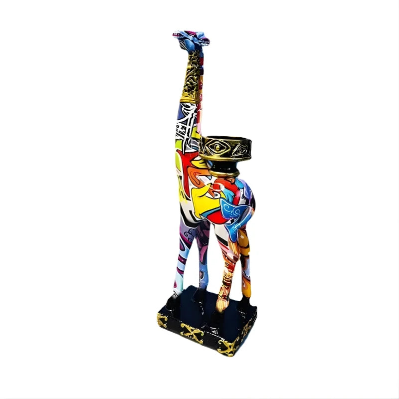 Cendrier - Sculpture Girafe Peinte Colorée