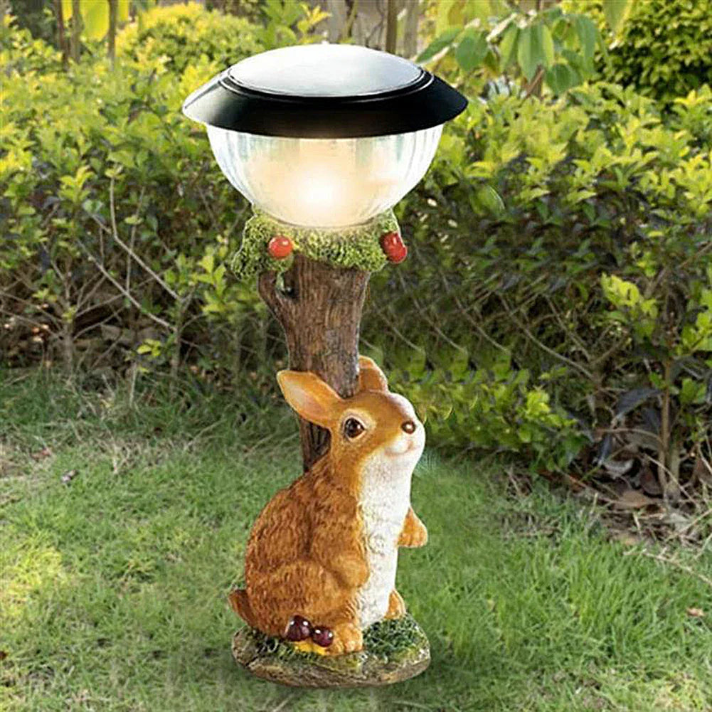 Lampe de Jardin Statue Solaire Animale en Résine