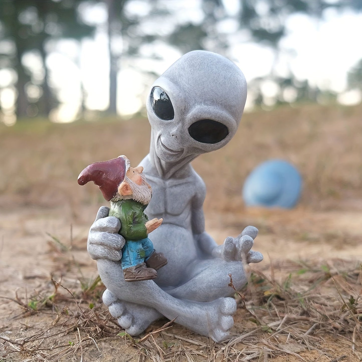 Statue de Jardin Drôle - Extraterrestre et Gnome