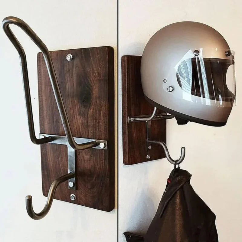 Porte-Casque et Porte-Manteau en Bois Faits à la Main