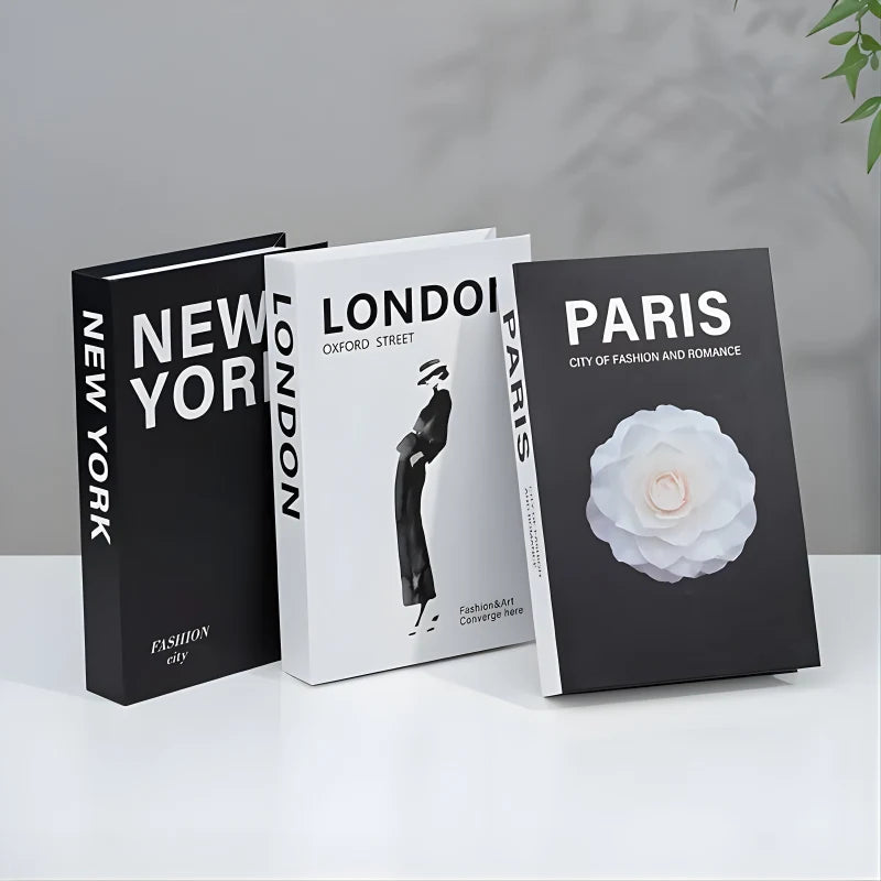 3pcs Faux Livres Décoratifs Modernes Pliants