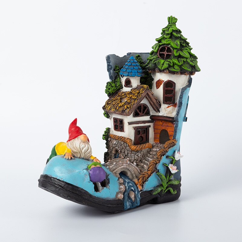 Figurine de Nain de Jardin Ludique et Maison de Chaussures Féerique - Décoration de Jardin