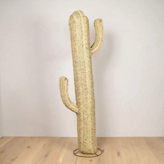 Cactus Doum en Paille Tressée sur Pied 150cm