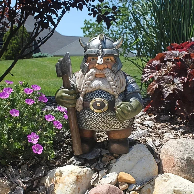 Statue de Nain de Jardin Guerrier Viking