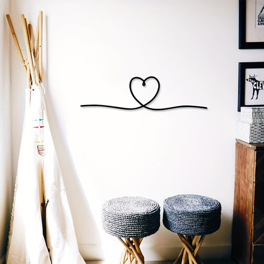 Décoration Murale en Métal - Coeur Ligne d'Amour Minimaliste