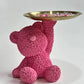 Jolie Sculpture Porte-Plateau - Ours en Peluche Rose