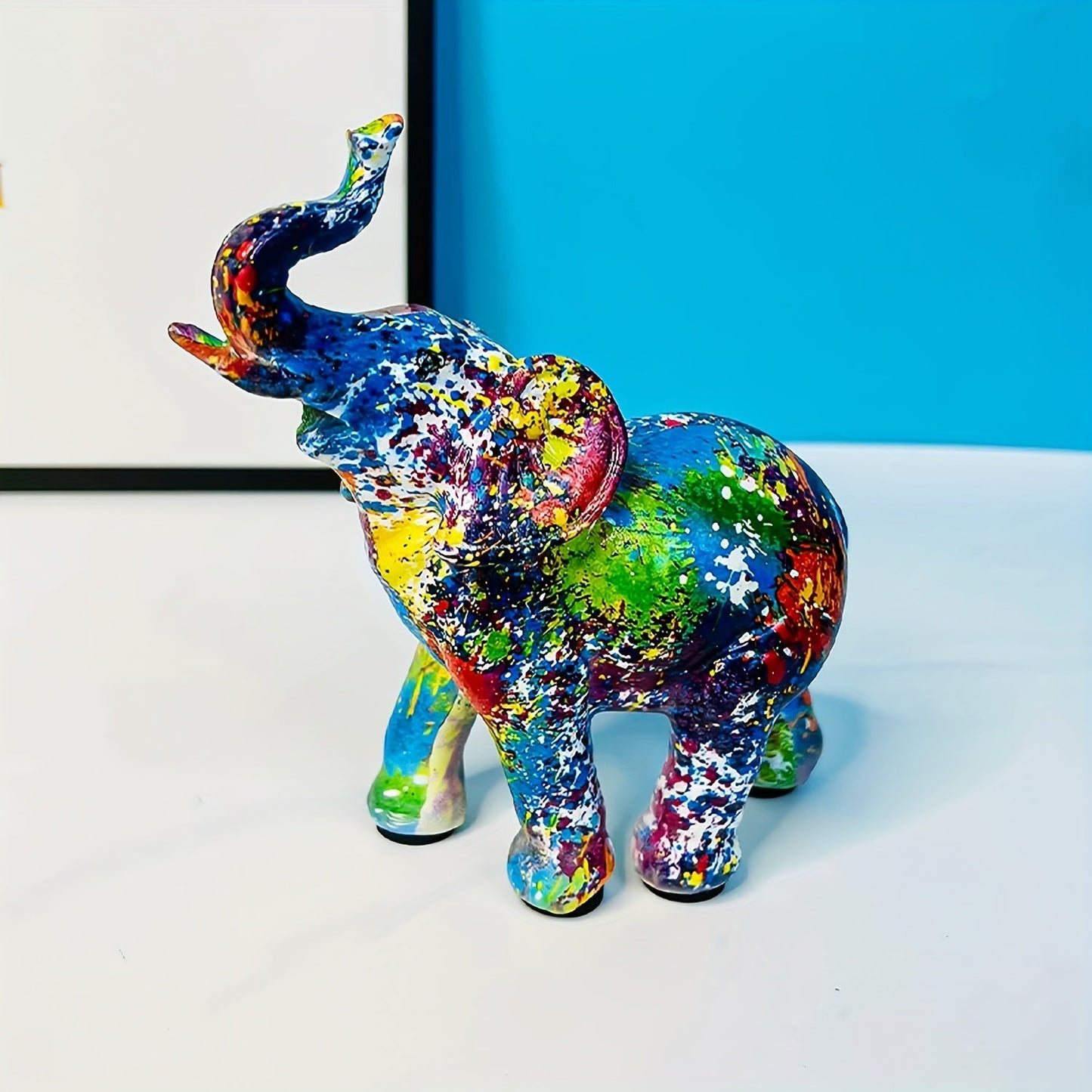 Sculpture d'Éléphant Graffiti Multicolore