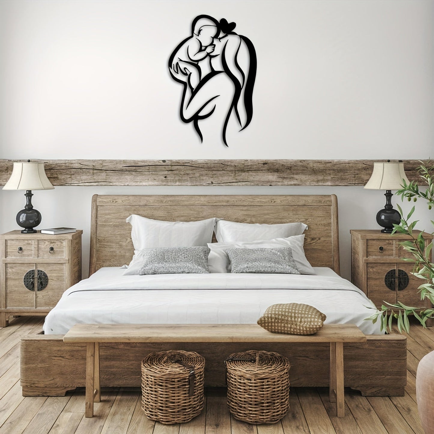 Décoration Murale en Métal - Amour Mère et Enfant