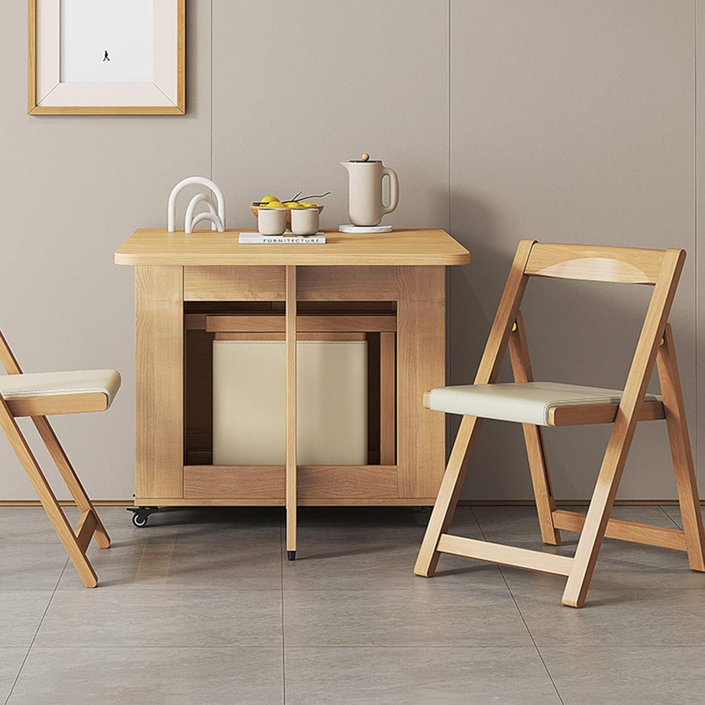 Ensemble Table Pliable avec 4 chaises pour Cuisine