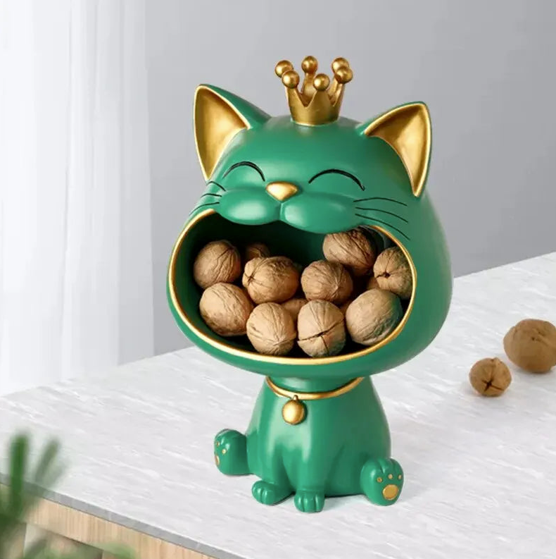 Statue de Rangement Nordic Lucky Cat avec Couronne