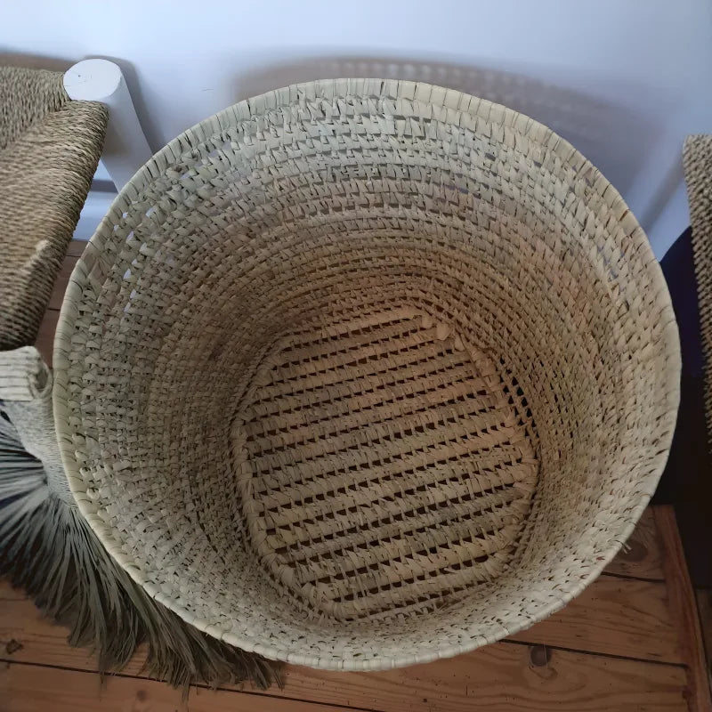 Panier Rond XL en Feuilles de Palmier