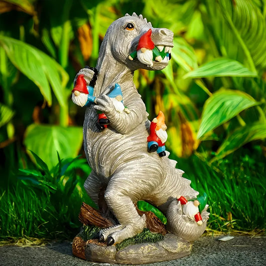 Dinosaure Mangeur de Nains de Jardin - Décoration de Jardin