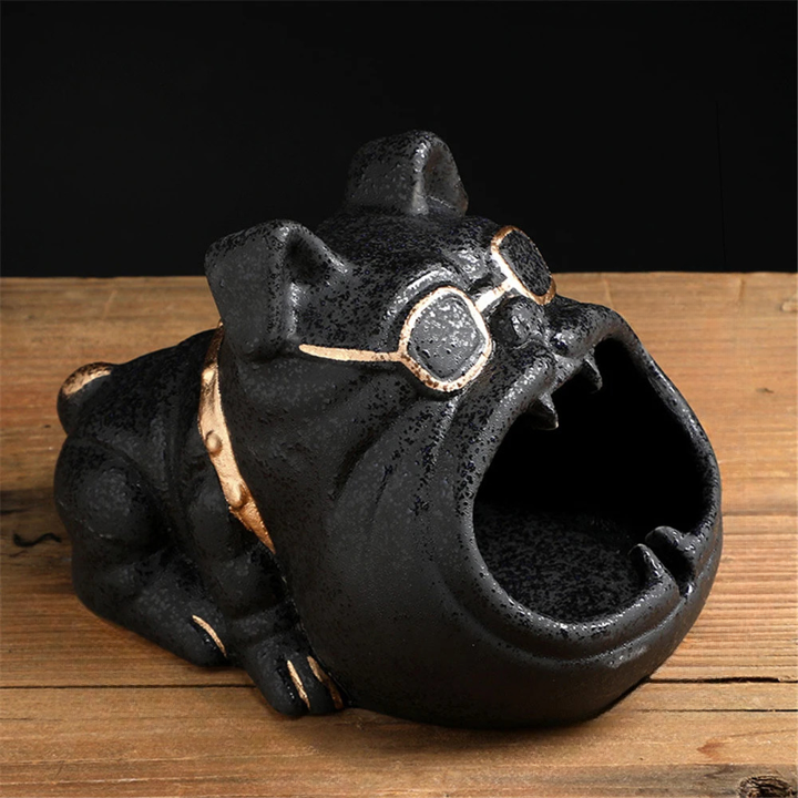 Porte-Objet - Sculpture Angry Bulldog avec Cendrier