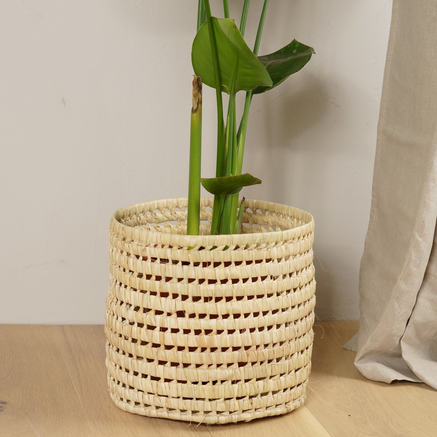 Petit Panier Rond en Feuilles de Palmier