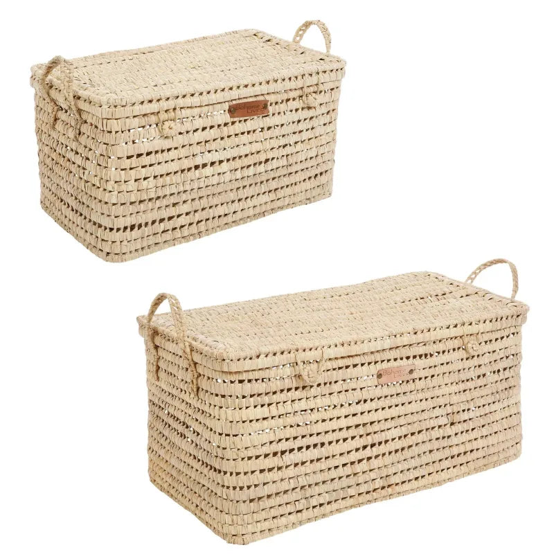 Lot de 2 Malles de Rangement en Feuilles de Palmier