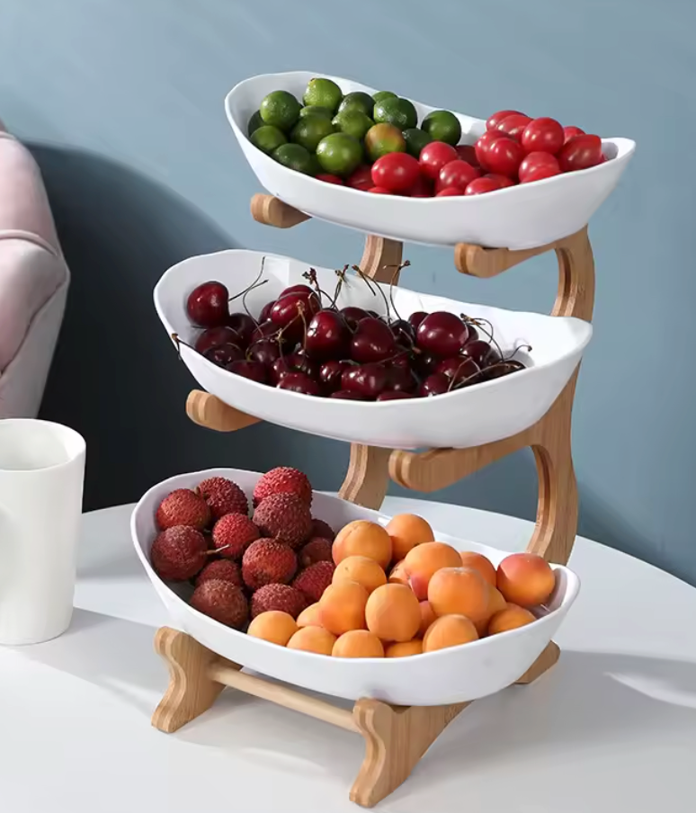 Assiette de Fruits en Bois Multicouche de Luxe