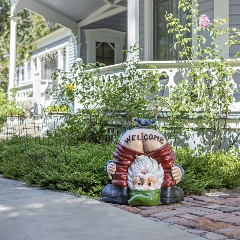 Nain de Jardin Drôle de Bienvenue - Décoration de Jardin