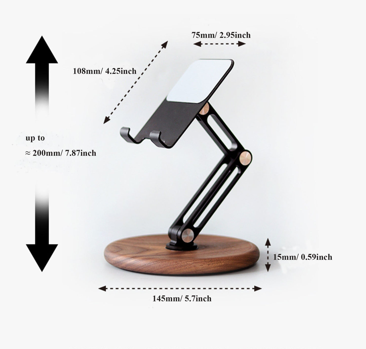 Support de Téléphone en Noyer pour Bureau