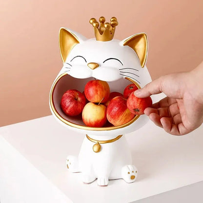 Statue de Rangement Nordic Lucky Cat avec Couronne