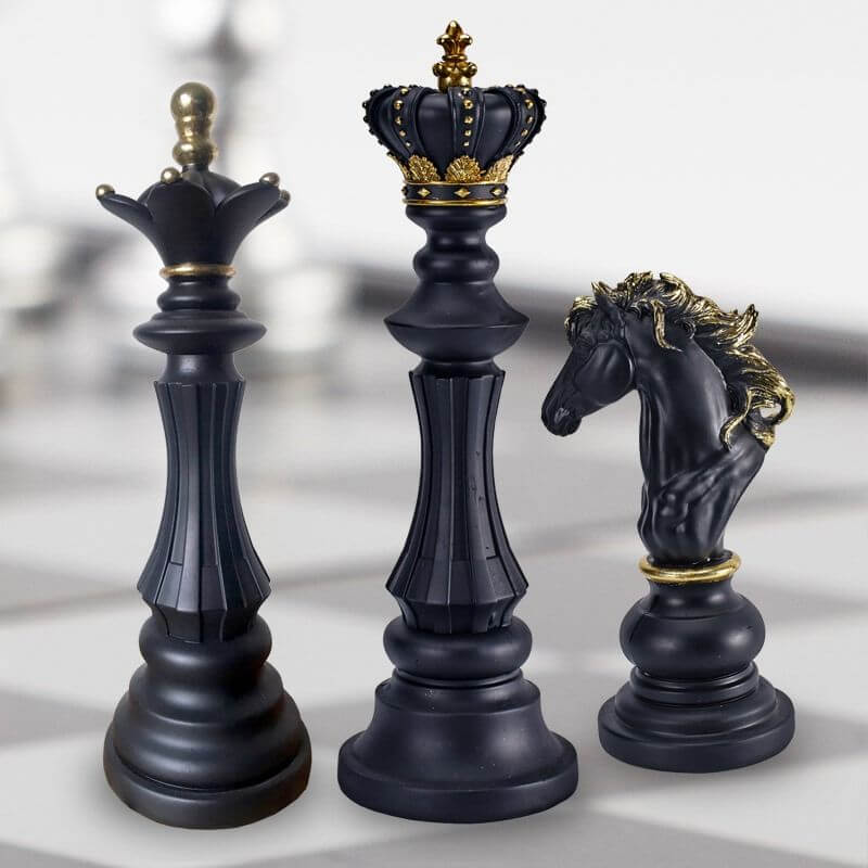 Sculptures d'Échecs de Luxe avec Finition Dorée