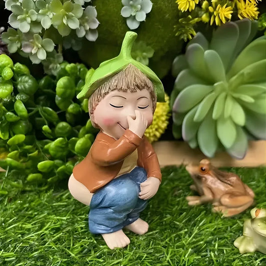 Figurine Drôle de Nain de Jardin - Femme Accroupie