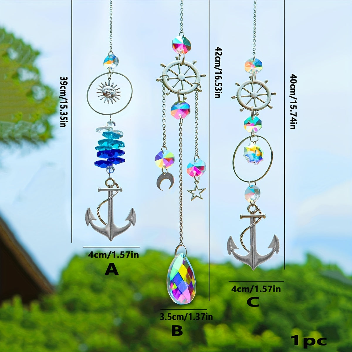 Breloque Pendentif Carillon Éolien en Cristal Marin