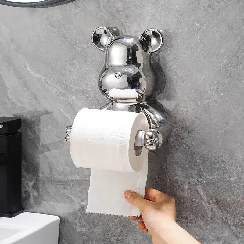 Porte-Papier Hygiénique Ours - Céramique Chrome