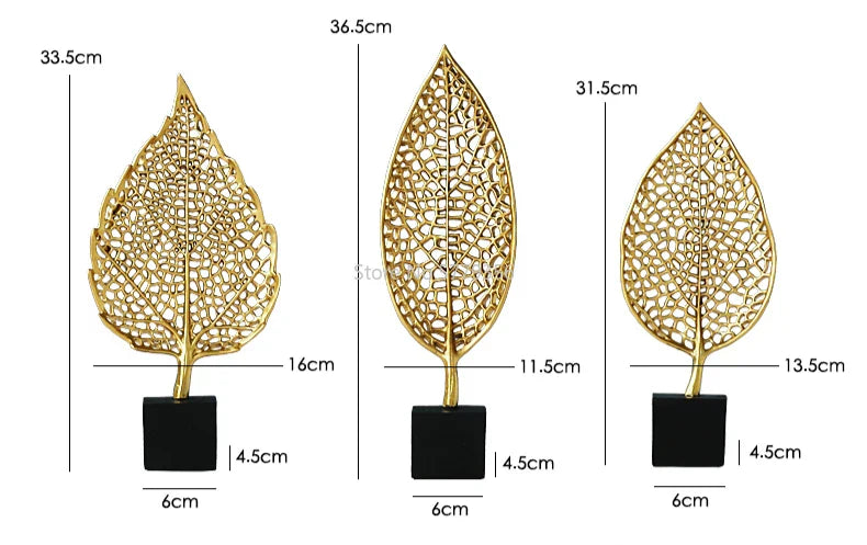 Ornements de Feuilles Artificielles Dorées de Luxe