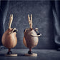 Sculpture Artisanale en Bois - Couple de Cerfs