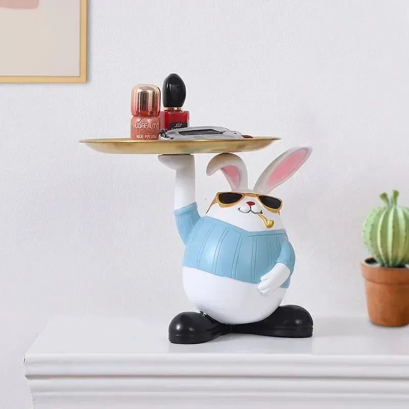 Support de Plateau - Sculpture de Lapin en Forme d'œuf