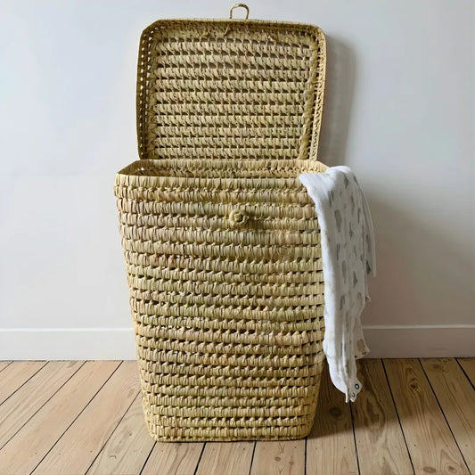 Panier à Linge en Feuilles de Palmier - Carré