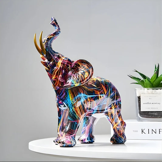 Statue d'Éléphant Multicolore